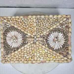 Vintage Shell Jewelry Box Satin Lined Handmade Coastal Trinket Organizer 12.5”